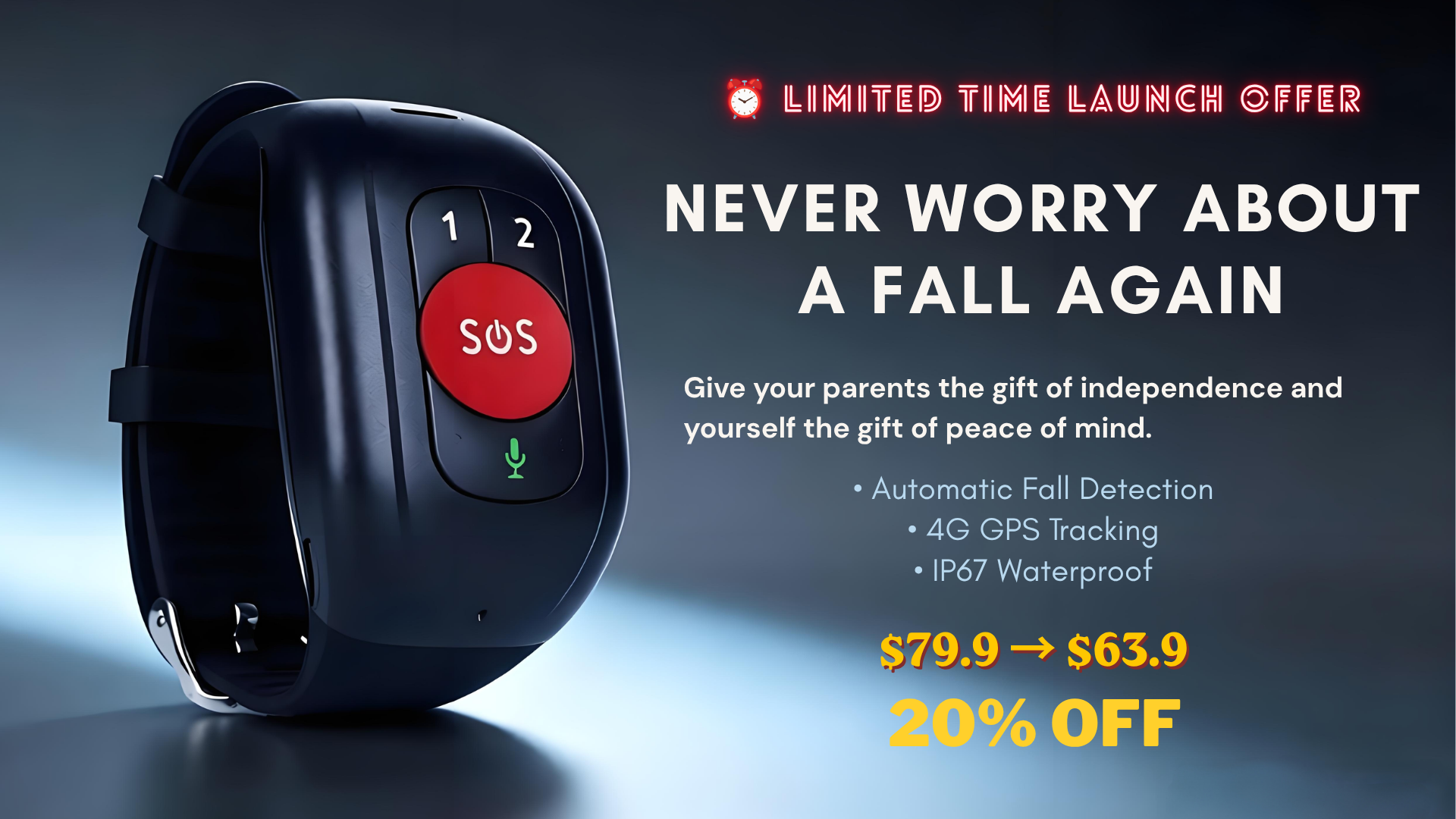 Fall Detection & SOS Safety Bracelet for Senior-EaseLiving