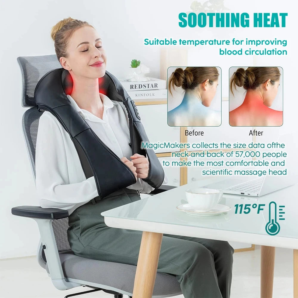 Deep-Tissue Shiatsu Neck & Back Massager with Soothing Heat | For Seniors at Home - EaseLiving