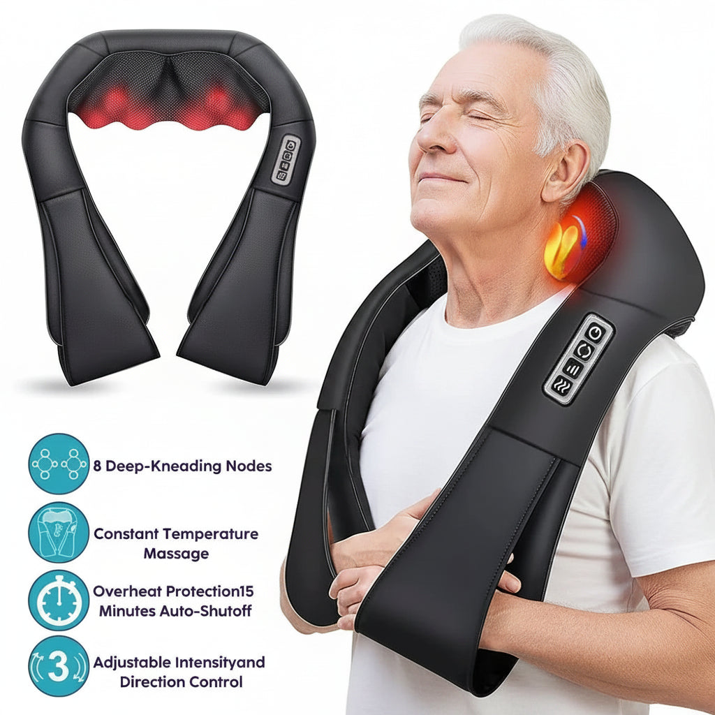 Deep-Tissue Shiatsu Neck & Back Massager with Soothing Heat | For Seniors at Home - EaseLiving