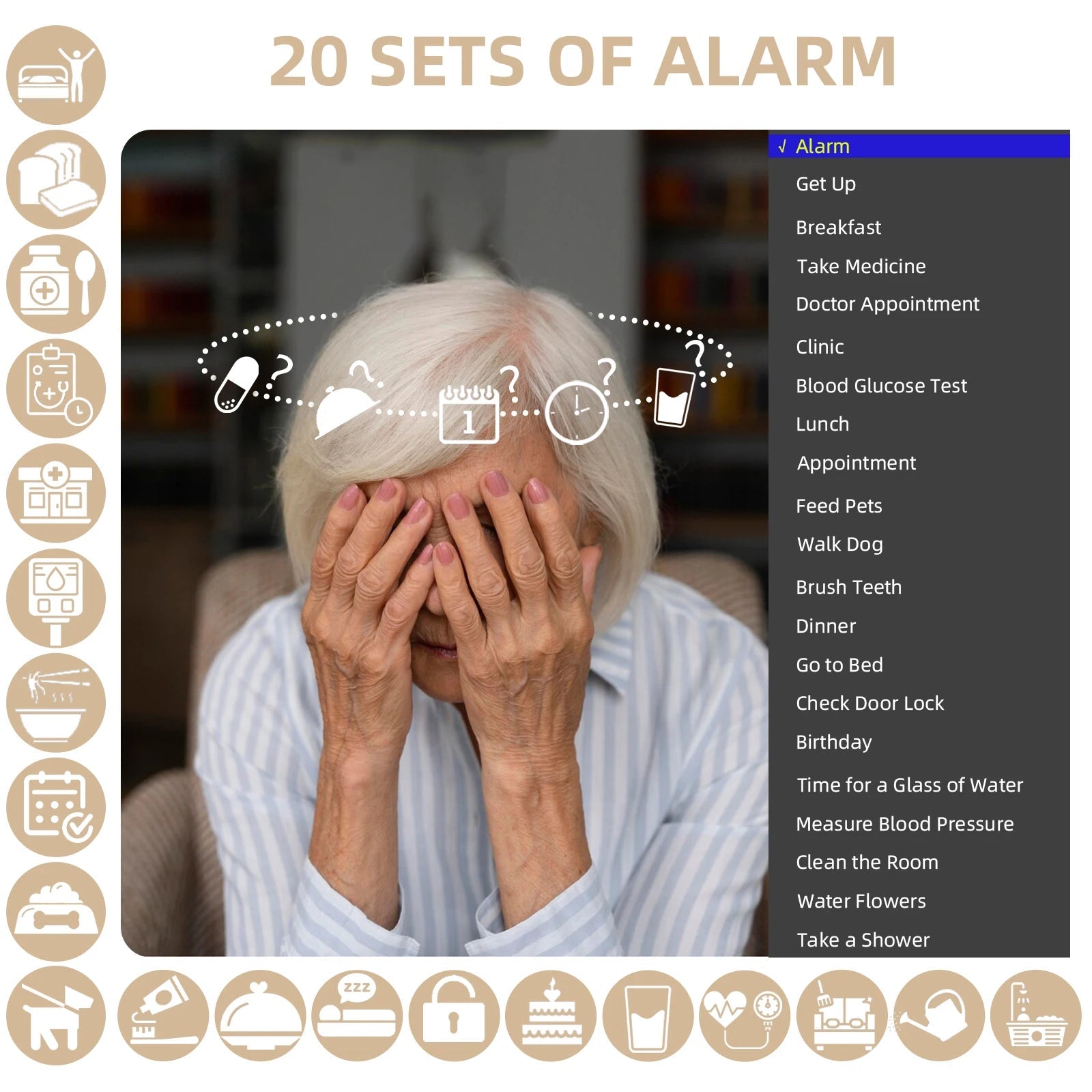 Clock for Seniors | Large Digital Day Date Clock - 21 Smart Alarms - EaseLiving