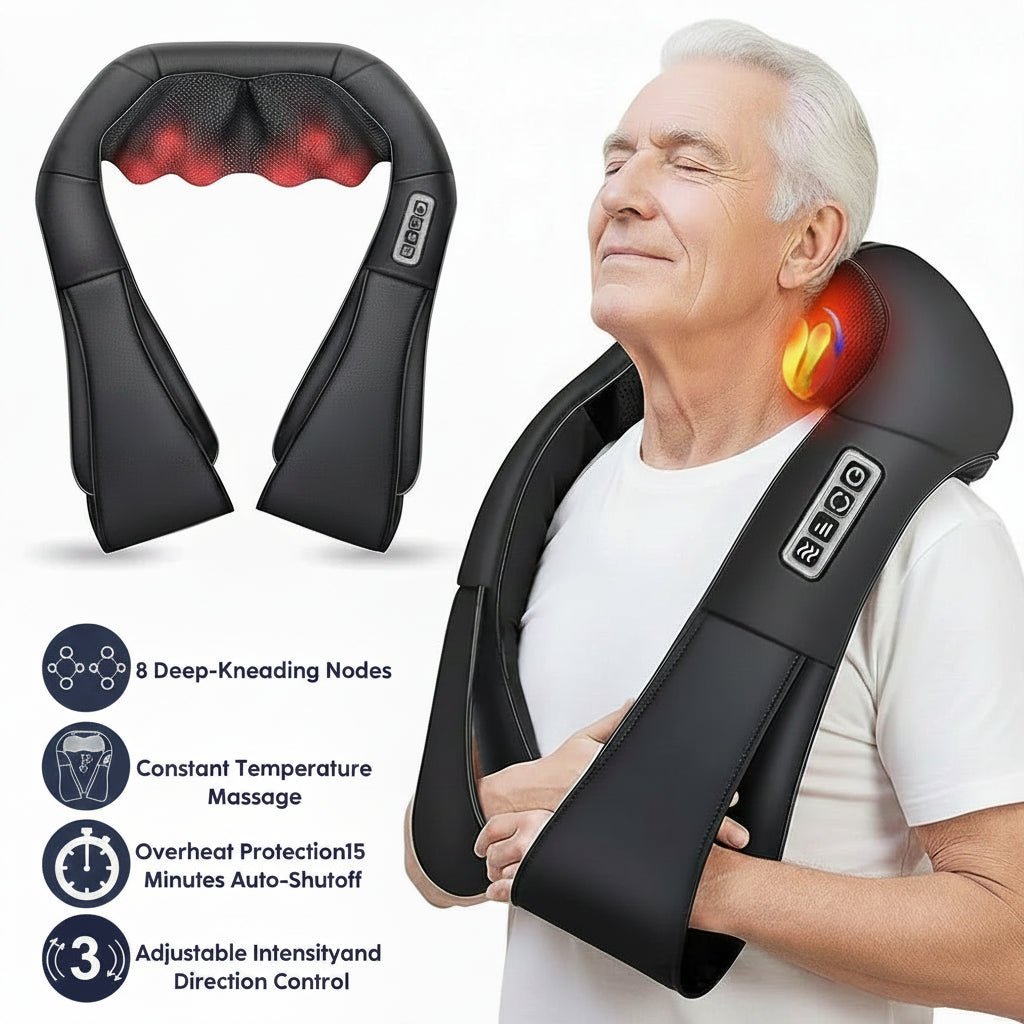 Deep - Tissue Shiatsu Neck & Back Massager with Soothing Heat | For Seniors at Home - EaseLiving