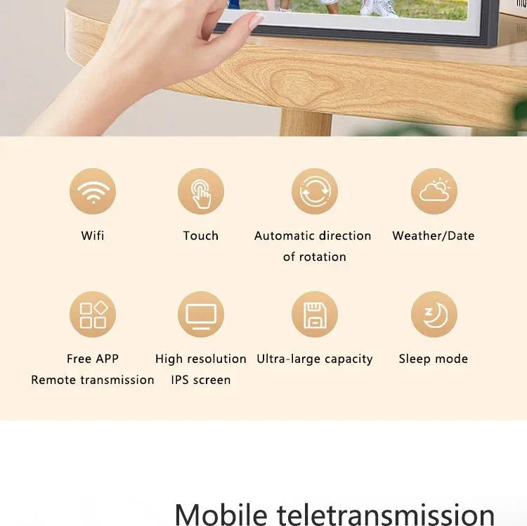 Smart WiFi Digital Photo Frame - 32GB Large Storage, Touch Screen, Instant Photo/Video Sharing via Frameo App - EaseLiving
