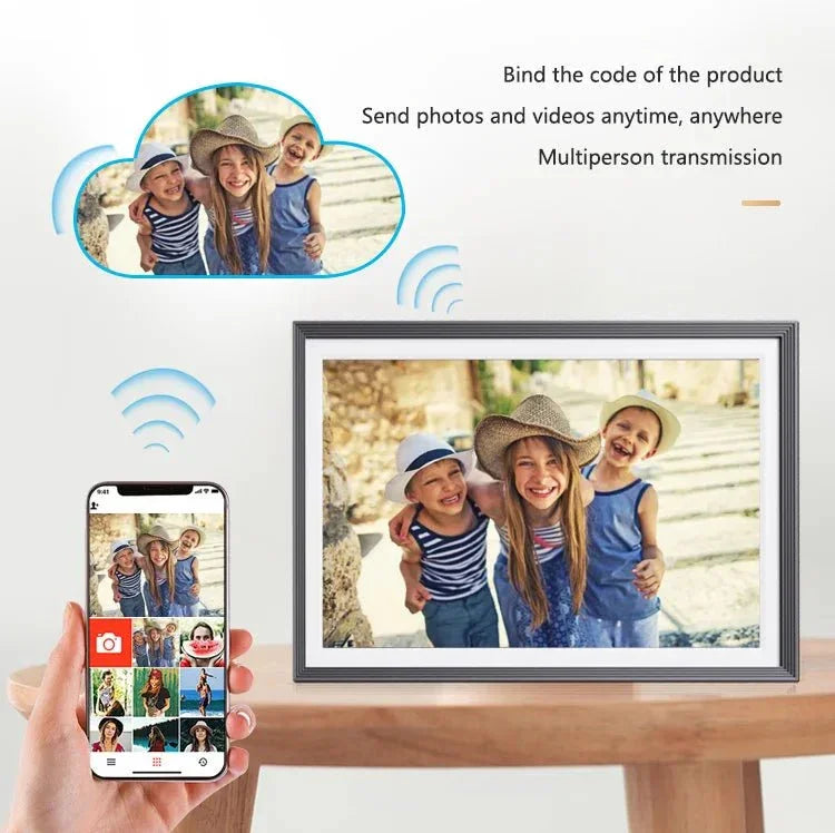 Smart WiFi Digital Photo Frame - 32GB Large Storage, Touch Screen, Instant Photo/Video Sharing via Frameo App - EaseLiving