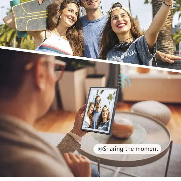 Smart WiFi Digital Photo Frame - 32GB Large Storage, Touch Screen, Instant Photo/Video Sharing via Frameo App - EaseLiving