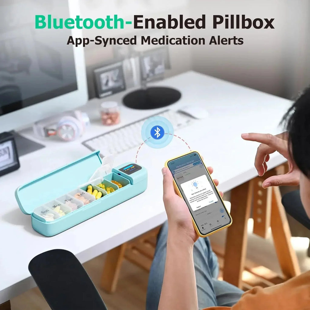 EaseLiving™ Smart Bluetooth Pill Organizer - one week Medication Reminder with App Tracking & Audio - EaseLiving