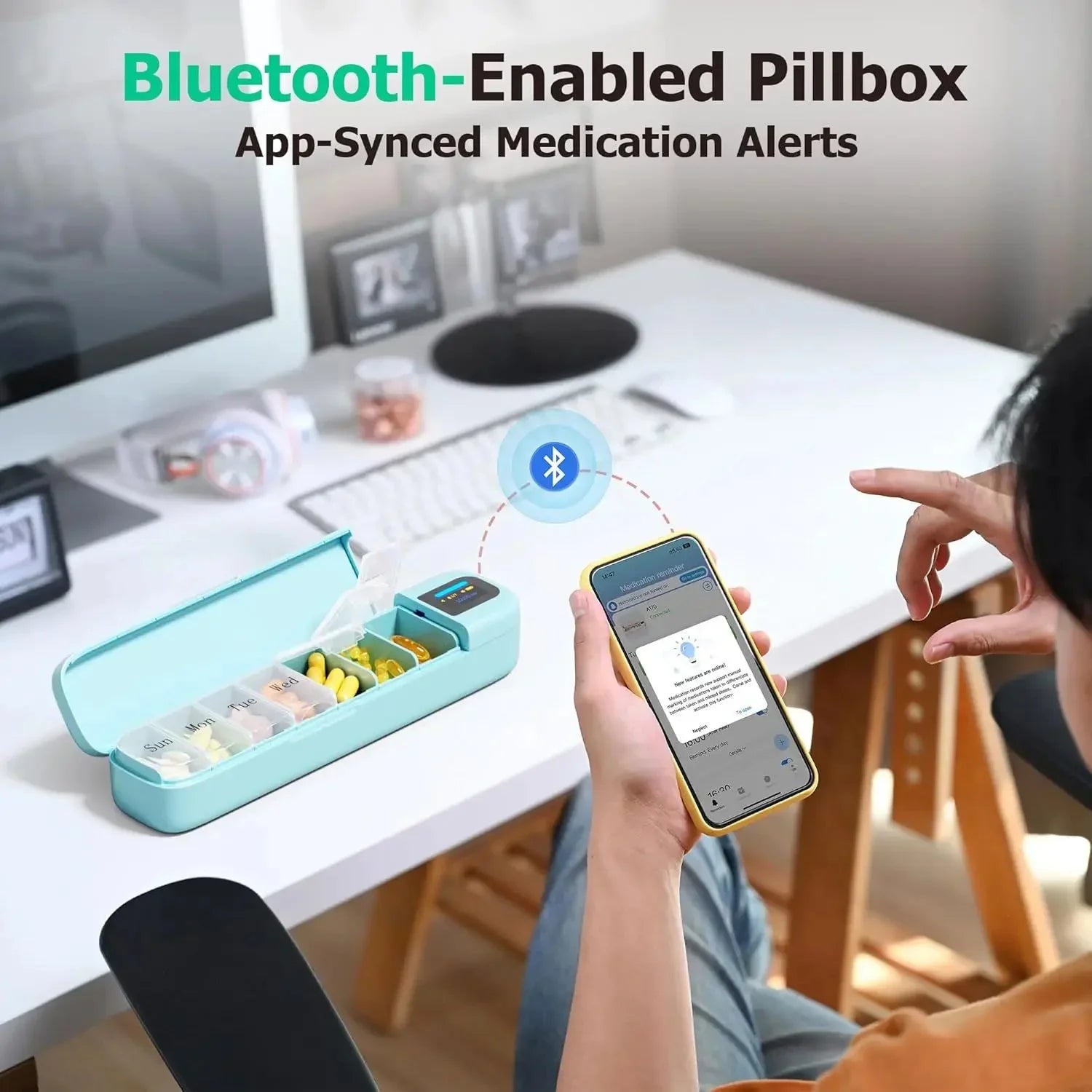 EaseLiving™ Smart Bluetooth Pill Organizer - one week Medication Reminder with App Tracking & Audio - EaseLiving