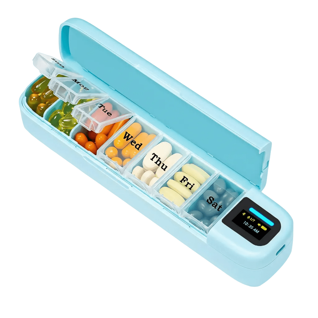 EaseLiving™ Smart Bluetooth Pill Organizer - one week Medication Reminder with App Tracking & Audio - EaseLiving
