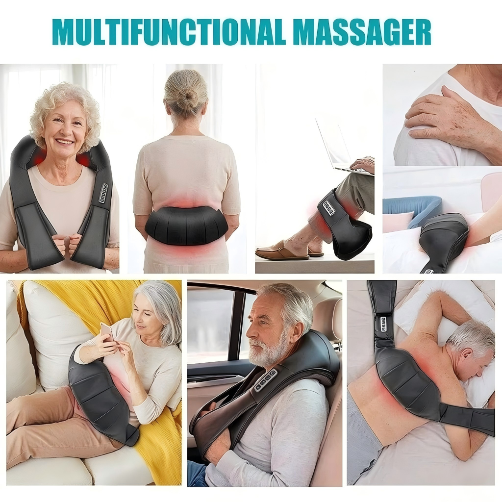 Deep-Tissue Shiatsu Neck & Back Massager with Soothing Heat | For Seniors at Home - EaseLiving