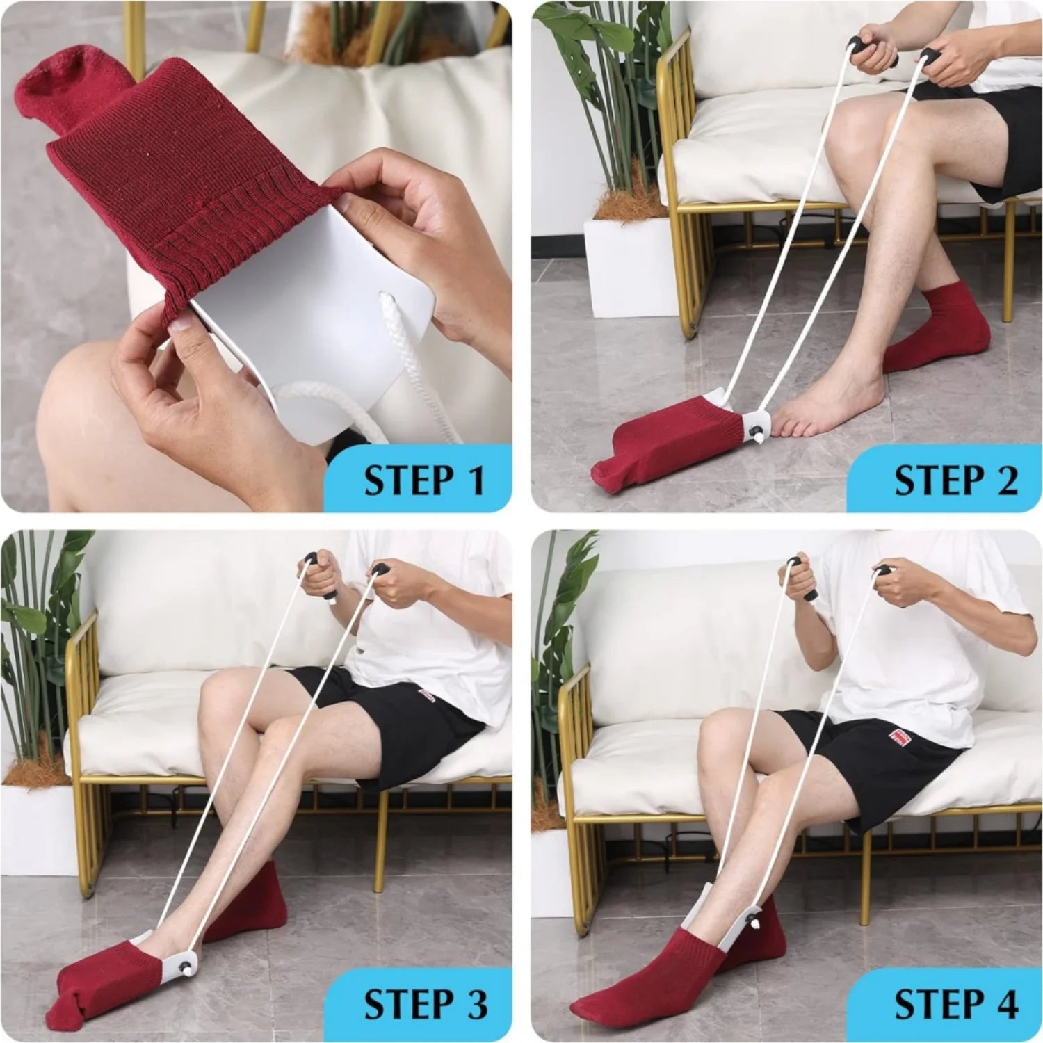 Premium Sock Aid for Seniors – Easy Grip Dressing Helper - EaseLiving