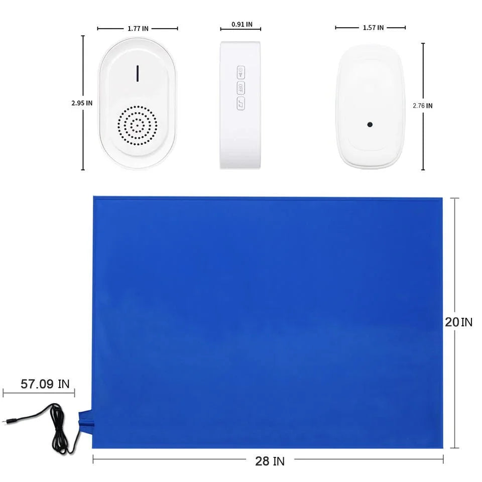 Wireless Bed Exit Alarm System - Smart Pressure Sensing Mat with Remote Caregiver Pager - EaseLiving