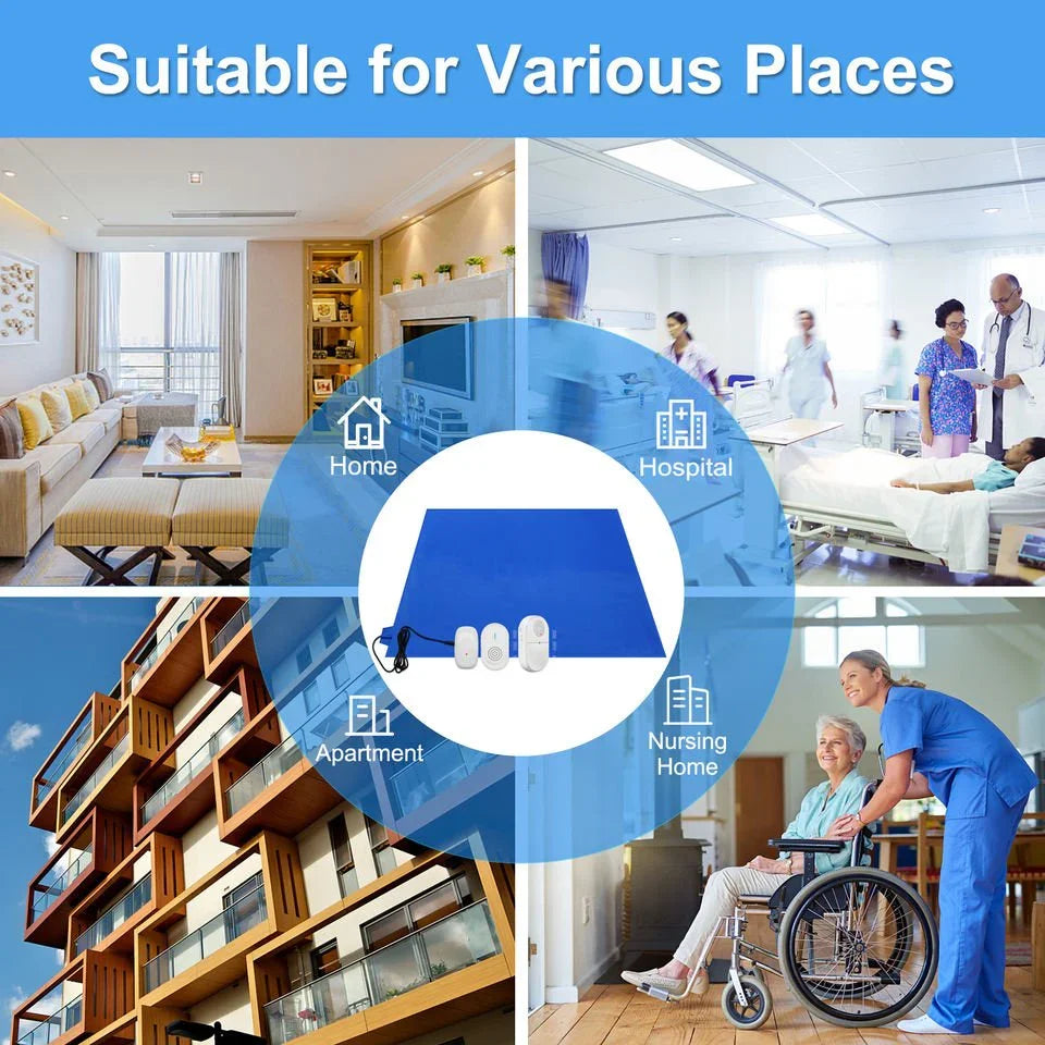 Wireless Bed Exit Alarm System - Smart Pressure Sensing Mat with Remote Caregiver Pager - EaseLiving