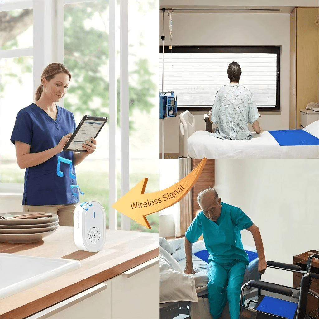 Wireless Bed Exit Alarm System - Smart Pressure Sensing Mat with Two Remote Receivers - EaseLiving